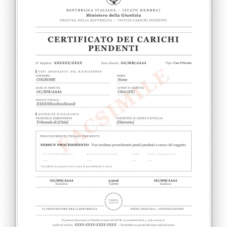 Certificato dei Carichi Pendenti