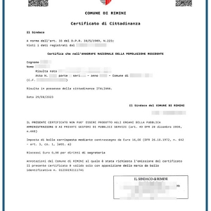Certificato di cittadinanza