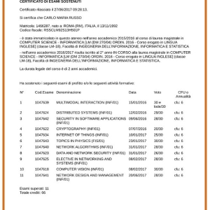 Certificato / Estratto esami