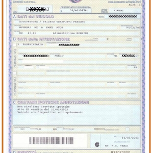 Certificato di proprietà del veicolo (CDPD)