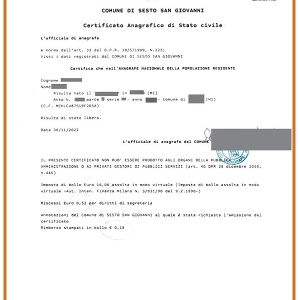 Certificato di stato civile