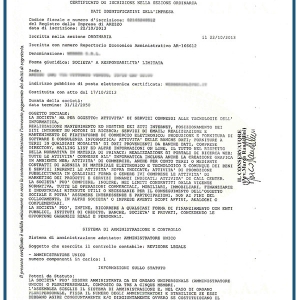 Certificato di vigenza